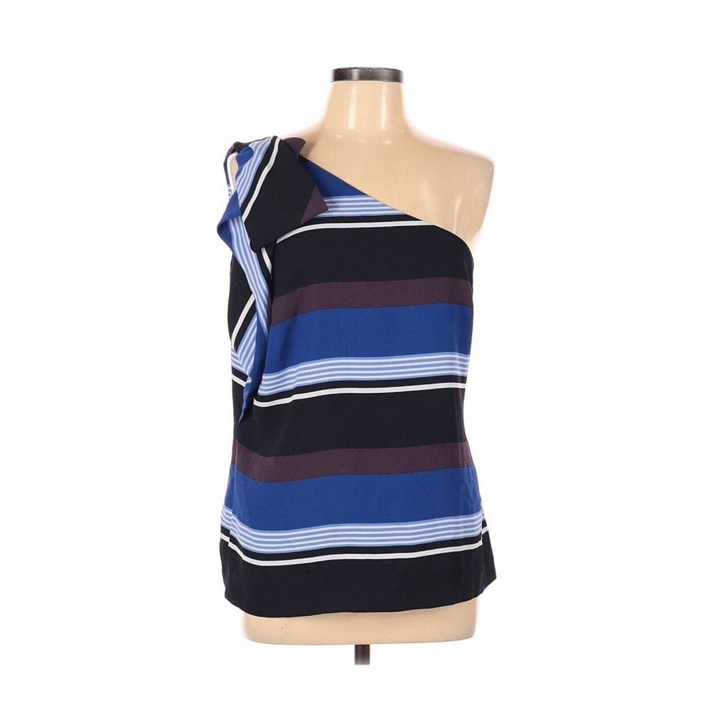 Banana Republic Women's One Shoulder Blouse Shirt Striped Size 14 NWT